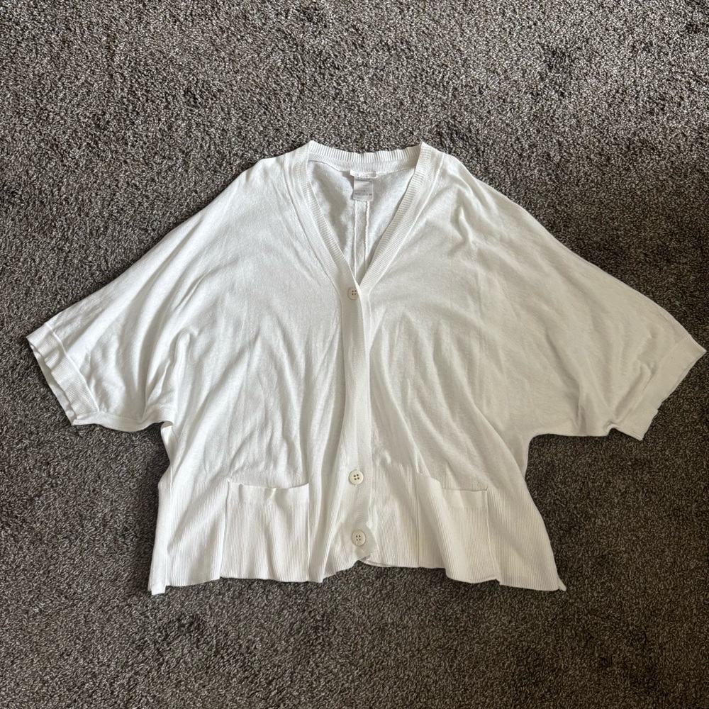 Women’s Chloe Vintage Batwing Oversized Lightweight Cardigan in White Size Small